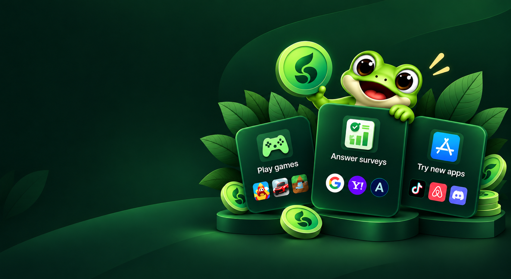 Sprouty with cards for games, surveys and apps